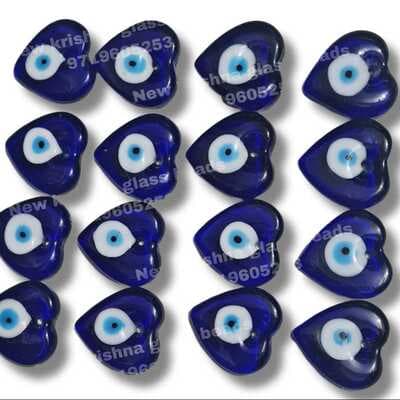 Heart glass evil eye pendant
