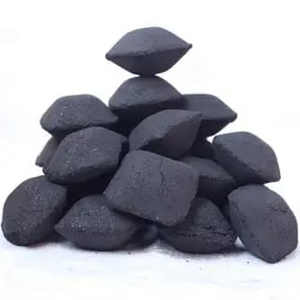 Coconut shell charcoal-based pillow shaped briquettes