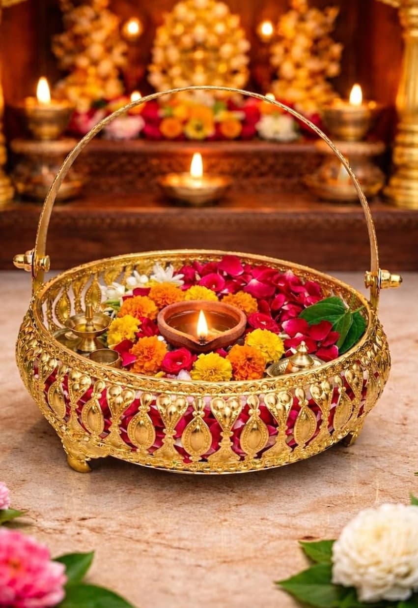 Brass pooja basket